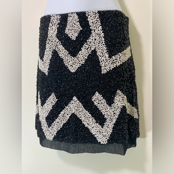 H&M Black and White Fully Beaded Mini Skirt, Size S- NWOT - Picture 2 of 7